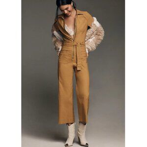 Anthropologie Maeve The Colette Weekend Jumpsuit Honey Brown 8